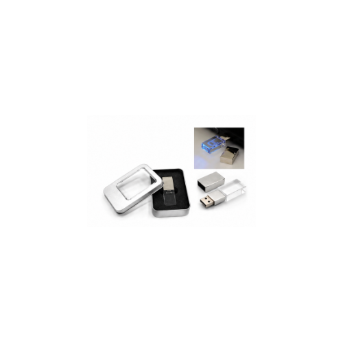 Clé USB cristal avec boîte en métal 8 Go - 16 Go