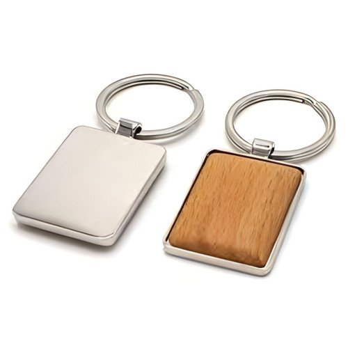 Porte-clés bois métal rectangle