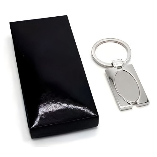Porte-clés métal rectangle ovale