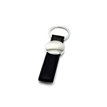 Porte-clés cuir métal rond