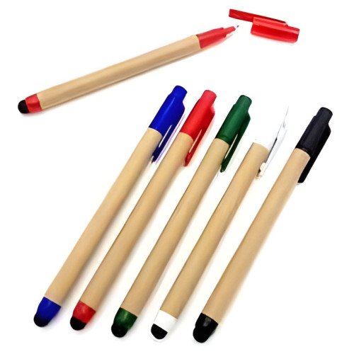 Stylo écologique en carton tactile avec capuchon